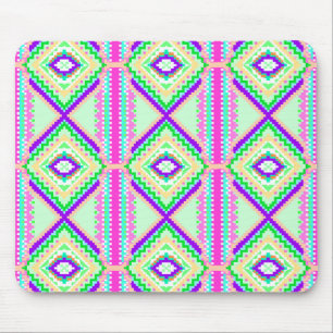 Colourful Geometric Boho Pattern Mouse Mat
