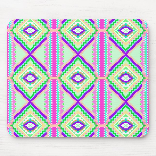 Colourful Geometric Boho Pattern Mouse Mat (Front)