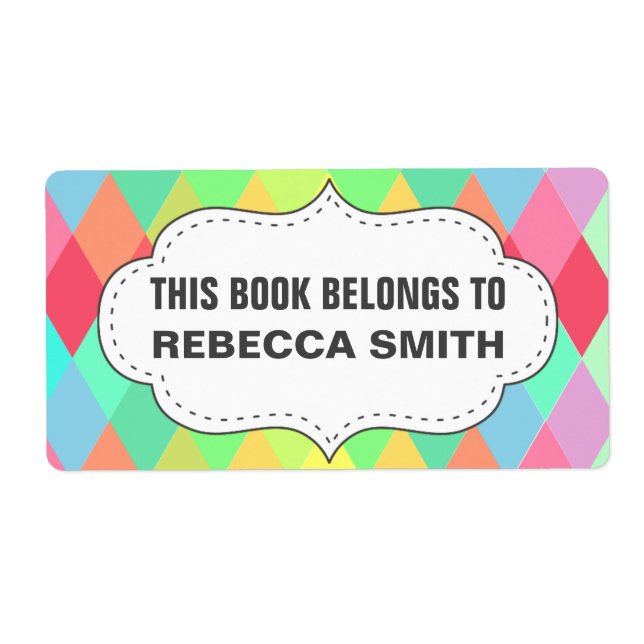 Colourful Geometric Book Label | Bookplate Labels (Front)