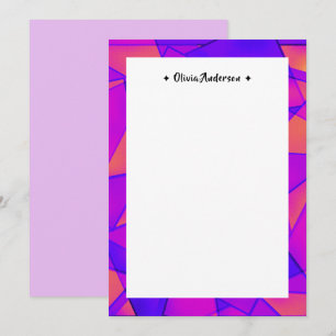 Colourful Geometric Border Personalised Name Note Thank You Card