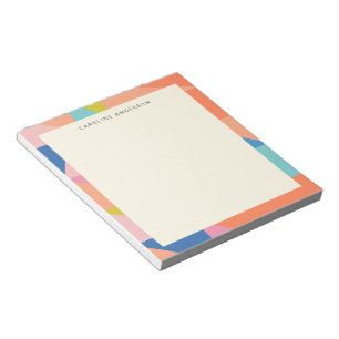 Colourful Geometric Border Personalised Name  Notepad