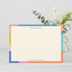 Colourful Geometric Border Personalised Name Thank You Card
