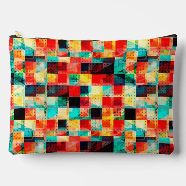 Colourful geometric bright design accessory pouch (Front)