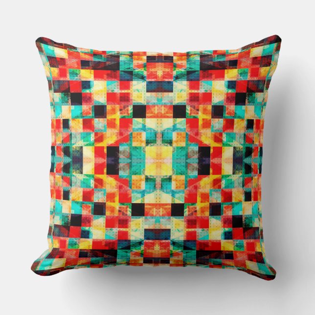 Colourful geometric bright design cushion (Front)