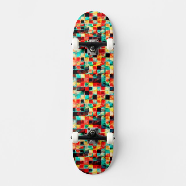 Colourful geometric bright design skateboard (Front)