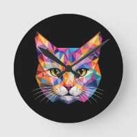 Colourful Geometric Cat Face Low Poly Triangle Art
