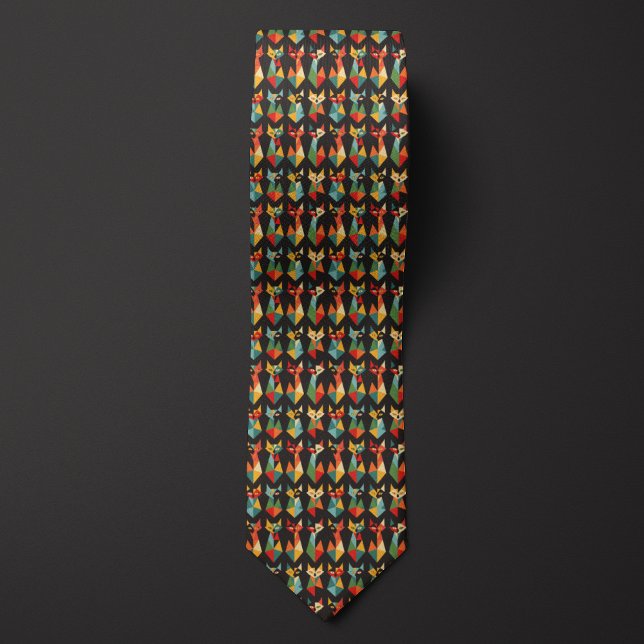 Colourful Geometric Cats Tie (Creator Uploaded)