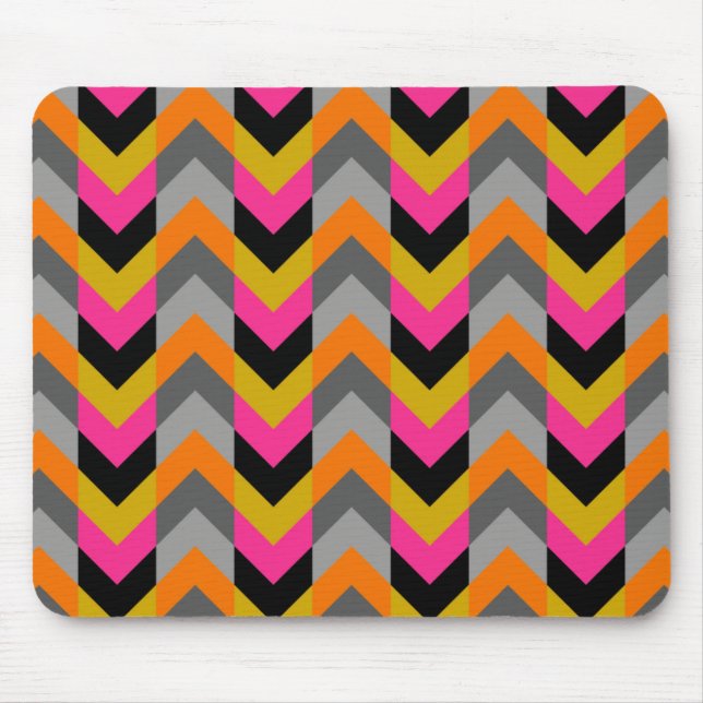 Colourful Geometric Chevron Pattern Mouse Mat (Front)
