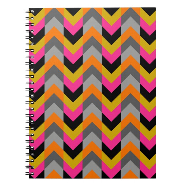 Colourful Geometric Chevron Pattern Notebook (Front)