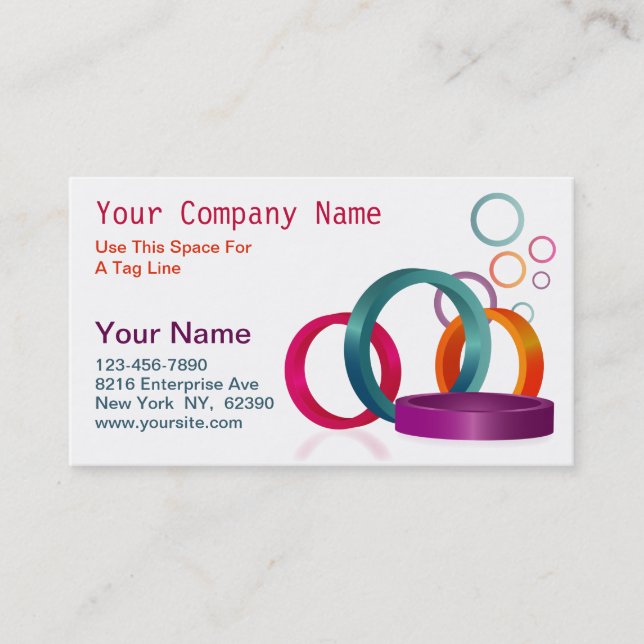 Colourful Geometric Circles Business Card (Front)