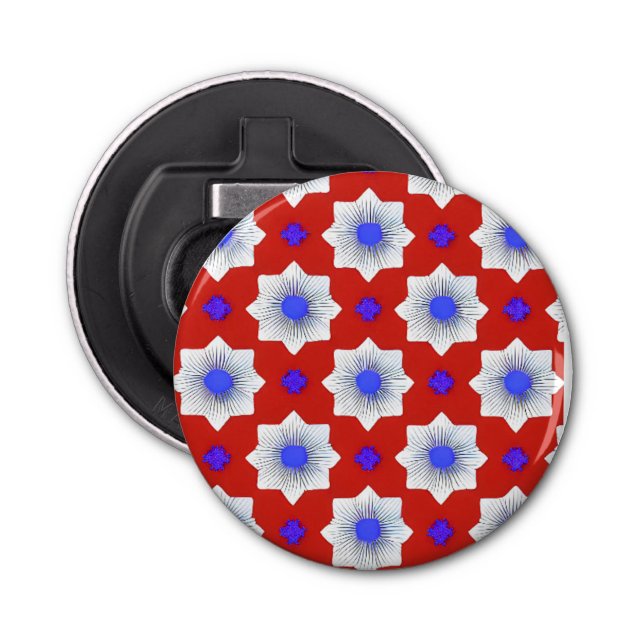 Colourful, geometric, cool, modern, trendy graphic bottle opener (Front)