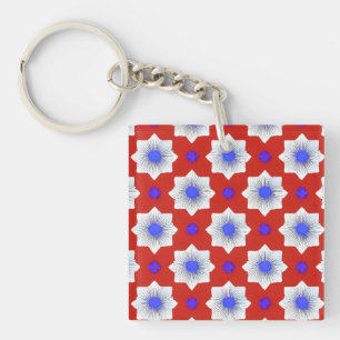 Colourful, geometric, cool, modern, trendy graphic key ring