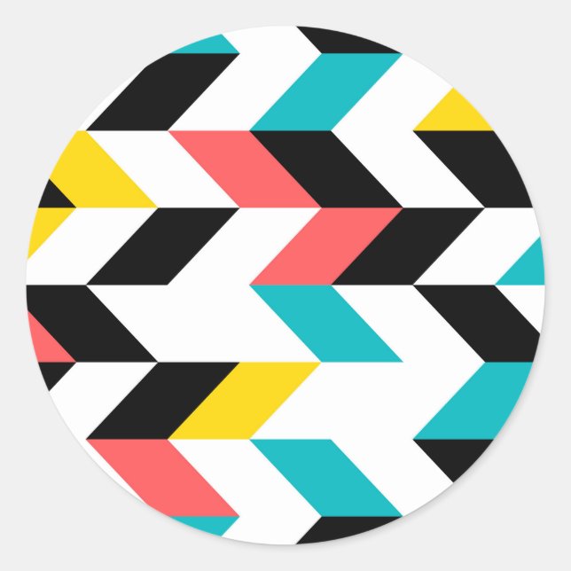 Colourful, geometric, cool, unique, trendy graphic classic round sticker (Front)