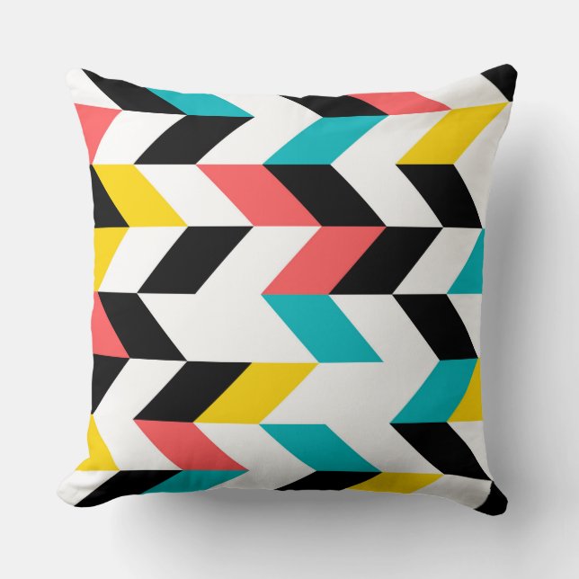 Colourful, geometric, cool, unique, trendy graphic cushion (Front)