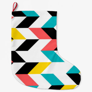 Colourful, geometric, cool, unique, trendy graphic large christmas stocking