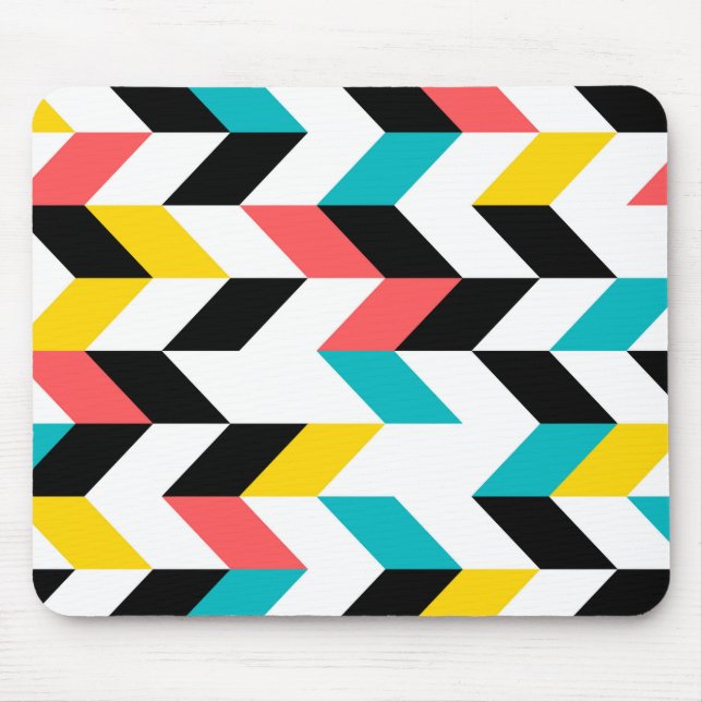 Colourful, geometric, cool, unique, trendy graphic mouse mat (Front)