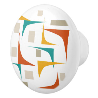 Colourful Geometric Corners Mid Century Modern Ceramic Knob