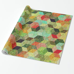 Colourful Geometric Cubes Pattern Wrapping Paper