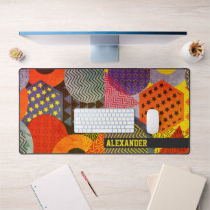 Colourful Geometric Custom Name Gaming Desk Mat
