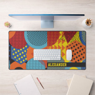Colourful Geometric Custom Name Kids Desk Mat 