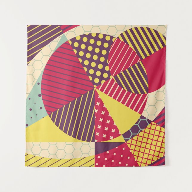 Colourful Geometric Design Abstract Tapestry (Front)