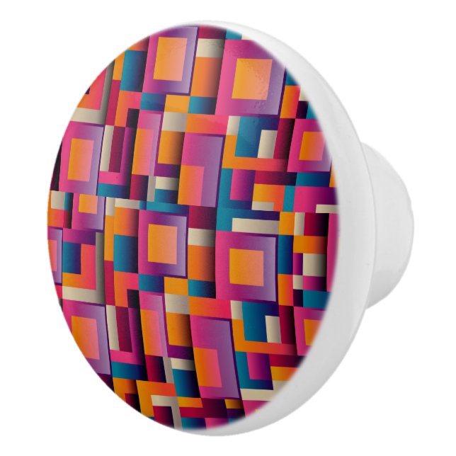 Colourful Geometric Design Ceramic Door Knob Pull (Right)