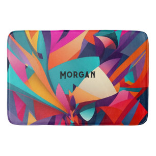 Colourful Geometric Design, Name or Monogram Bath Mat