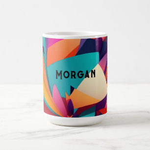 Colourful Geometric Design, Name or Monogram Coffee Mug