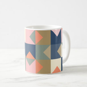 Colourful Geometric Design Pattern in Navy and Coffee Mug
