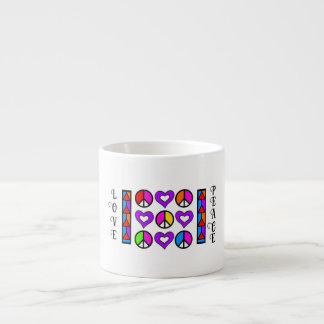 Colourful Geometric Design Peace & Love Mug