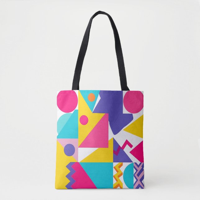 Colourful Geometric Design Tote Bag (Front)