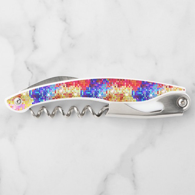 Colourful geometric disco glitter background corkscrew (Back)