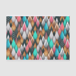 Colourful Geometric Evergreen Forest Christmas Tre Tissue Paper