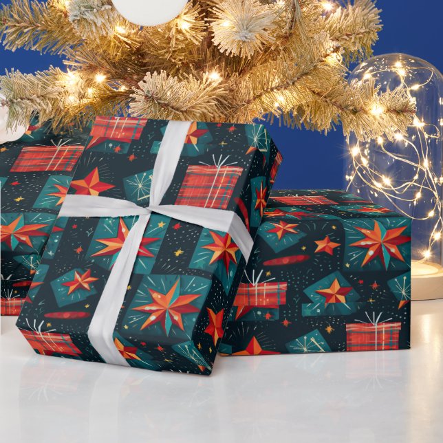 Colourful geometric festive wrapping paper (Holidays)