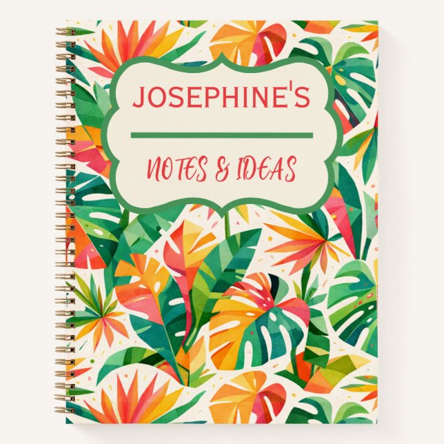 Colourful Geometric Floral Pattern Retro Modern  Notebook (Front)