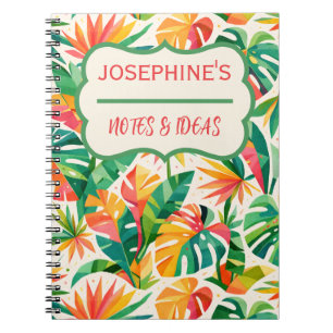 Colourful Geometric Floral Pattern Retro Modern Notebook