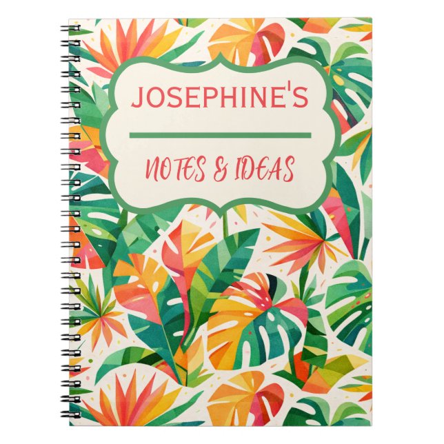 Colourful Geometric Floral Pattern Retro Modern  Notebook (Front)