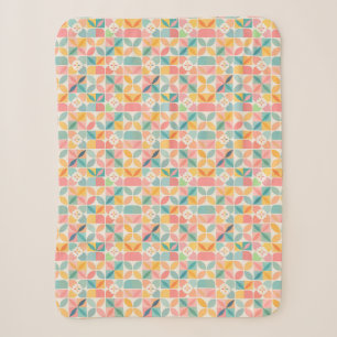 Colourful Geometric Floral Pattern Sherpa Blanket