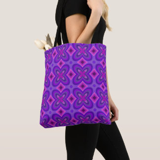 Colourful Geometric Floral Tote Bag Purple Flowers
