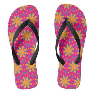 Colourful Geometric Flower Design Flip Flops