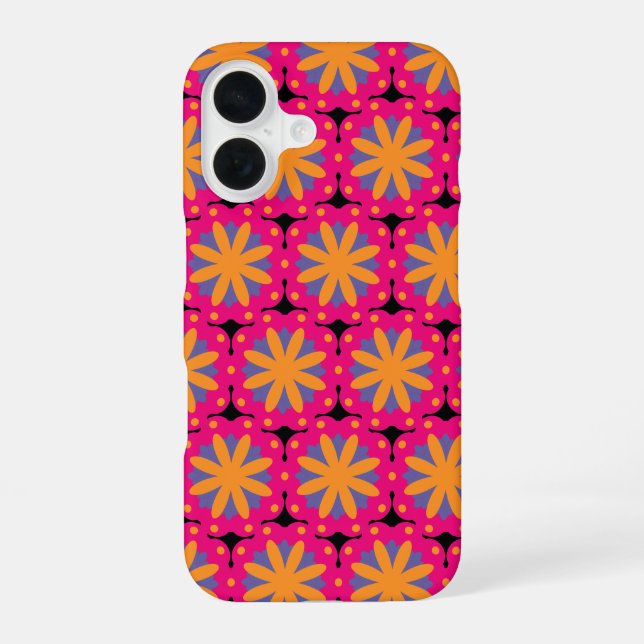 Colourful Geometric Flower Design iPhone 16 Case (Back)
