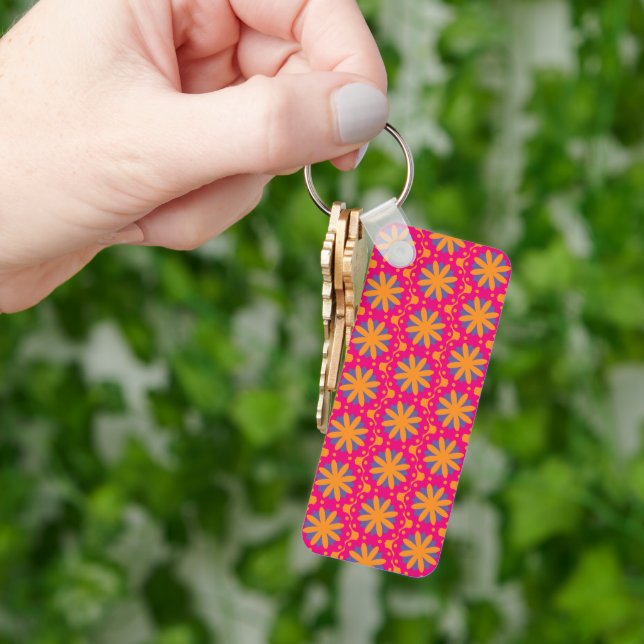 Colourful Geometric Flower Design Key Ring (Hand)