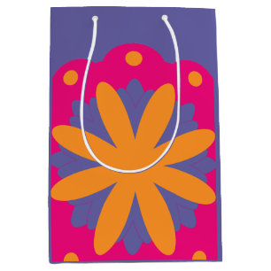 Colourful Geometric Flower Design Medium Gift Bag