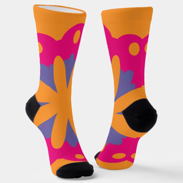 Colourful Geometric Flower Design Socks (Angled)