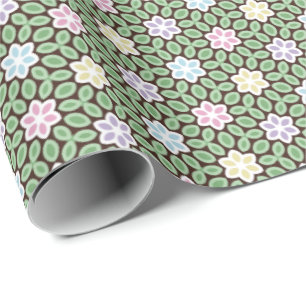 Colourful Geometric Flower Garden Wrapping Paper