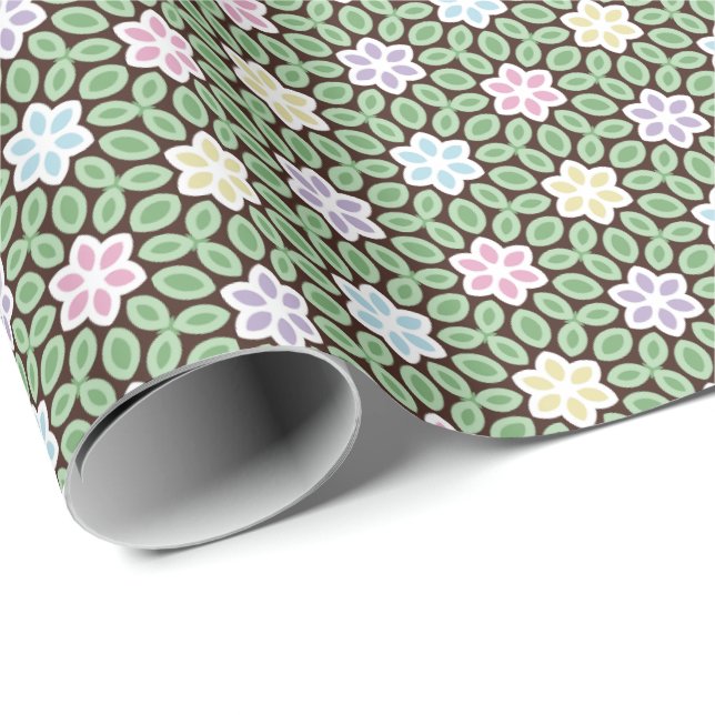 Colourful Geometric Flower Garden Wrapping Paper (Roll Corner)