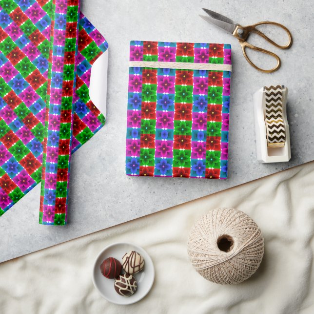 Colourful Geometric Flower Seamless Pattern, Bold  Wrapping Paper (Crafts)