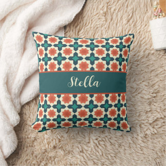 Colourful Geometric Folk Art Pattern Cushion