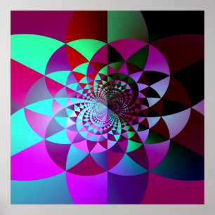 Colourful Geometric Fractal Abstract Poster