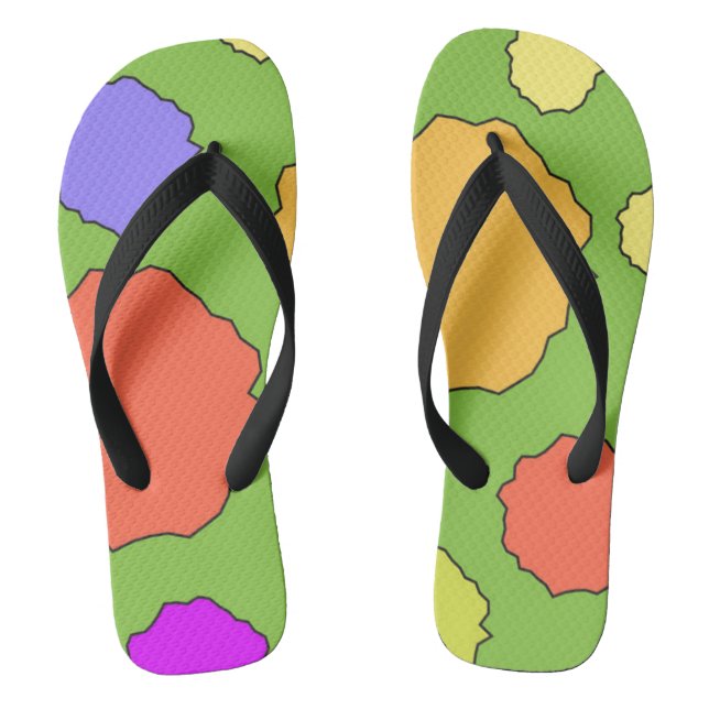 Colourful Geometric funky retro circles Flip Flops (Footbed)